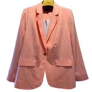 NWT Talbots women Plus Petite blazer 100% linen in light carol size 20WP